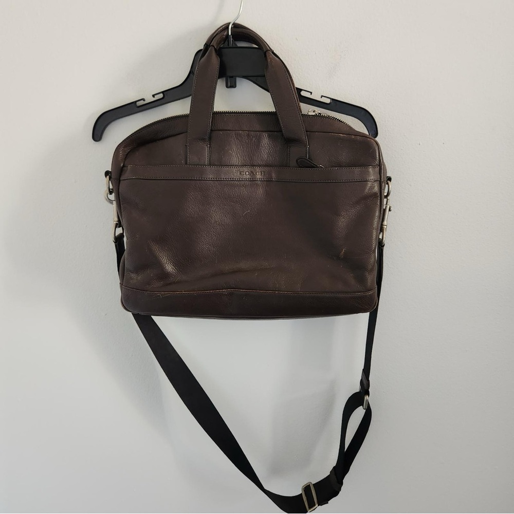 Coach  Messenger Brown Leather Briefcase Shoulder Laptop Book Business Bag